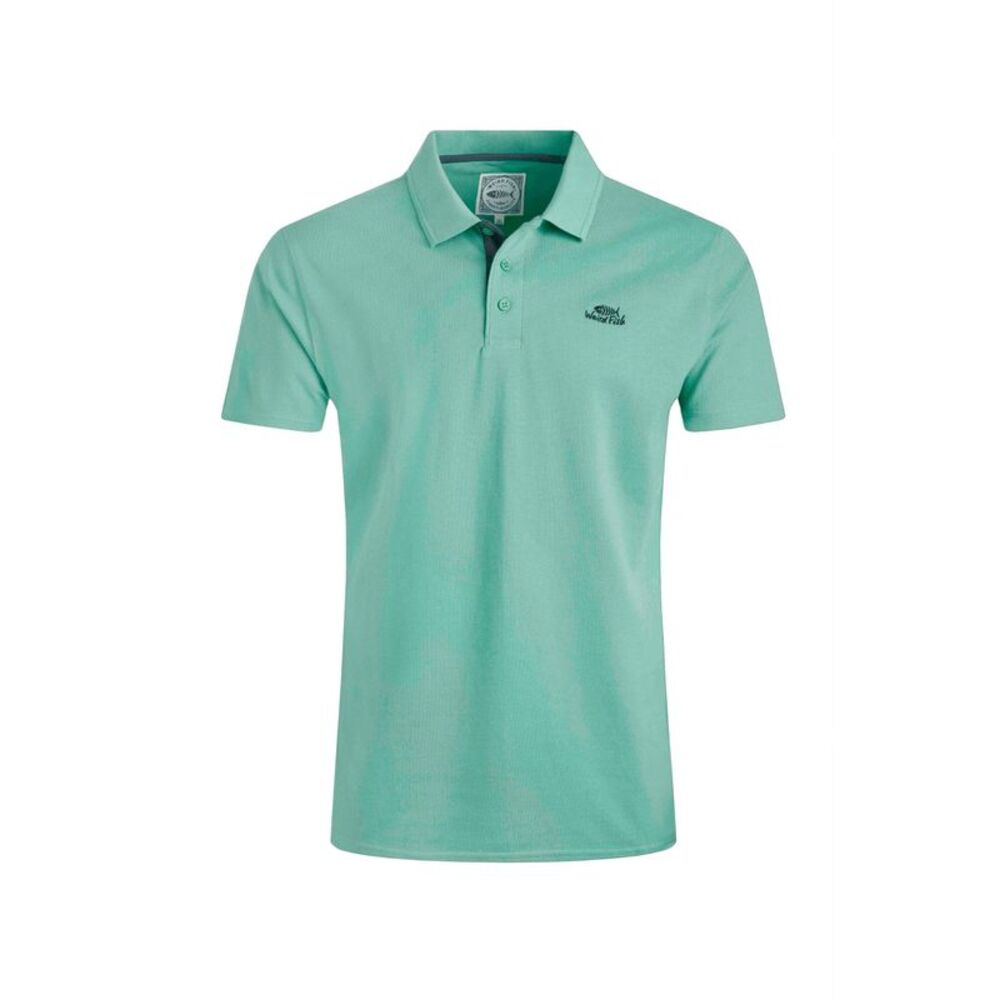 Weird Fish Mens Miles Pique Natural Polo Shirt / Aqua Marine